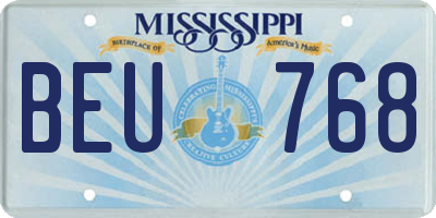 MS license plate BEU768