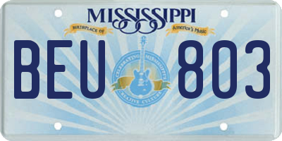 MS license plate BEU803