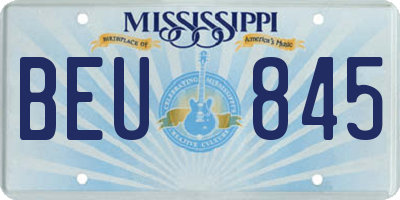 MS license plate BEU845