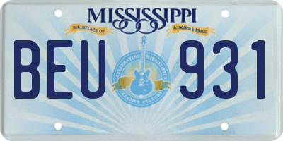 MS license plate BEU931