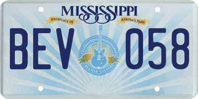 MS license plate BEV058