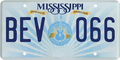 MS license plate BEV066