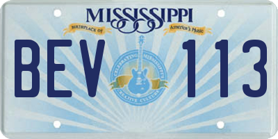 MS license plate BEV113