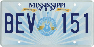 MS license plate BEV151