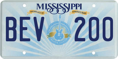 MS license plate BEV200