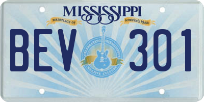 MS license plate BEV301