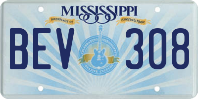 MS license plate BEV308