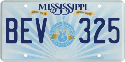 MS license plate BEV325