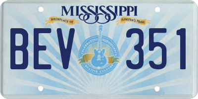 MS license plate BEV351
