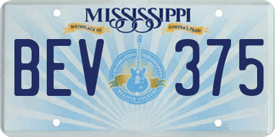 MS license plate BEV375
