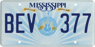 MS license plate BEV377