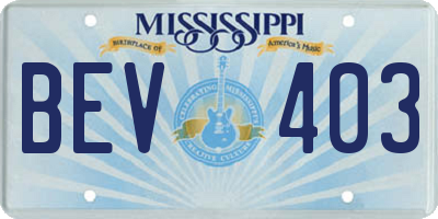 MS license plate BEV403