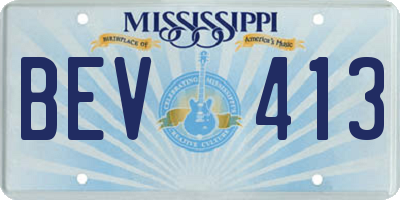 MS license plate BEV413