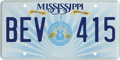 MS license plate BEV415