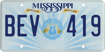 MS license plate BEV419