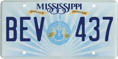 MS license plate BEV437