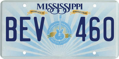 MS license plate BEV460