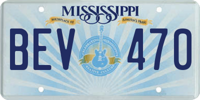 MS license plate BEV470