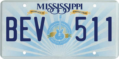 MS license plate BEV511