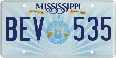 MS license plate BEV535