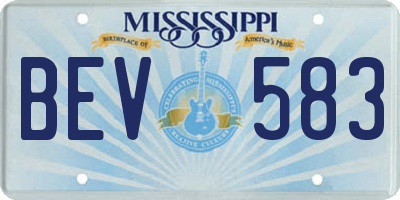 MS license plate BEV583