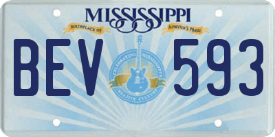 MS license plate BEV593