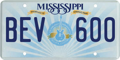 MS license plate BEV600
