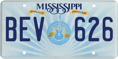 MS license plate BEV626