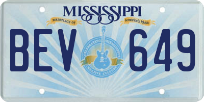 MS license plate BEV649