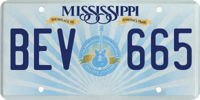 MS license plate BEV665