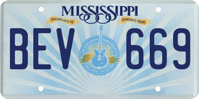 MS license plate BEV669