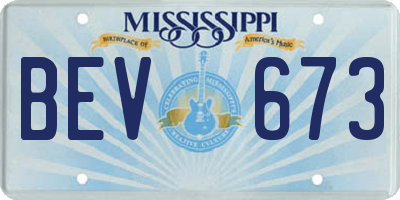 MS license plate BEV673
