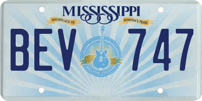 MS license plate BEV747