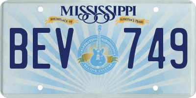 MS license plate BEV749