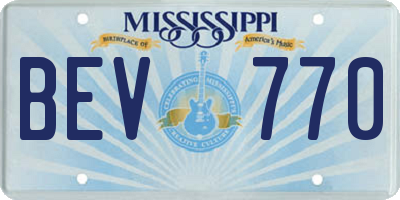 MS license plate BEV770