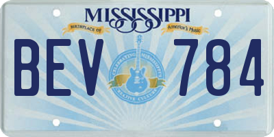 MS license plate BEV784