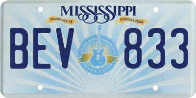 MS license plate BEV833