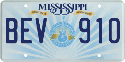 MS license plate BEV910