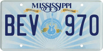 MS license plate BEV970