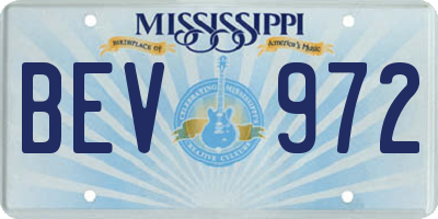 MS license plate BEV972
