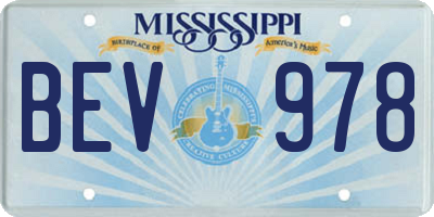 MS license plate BEV978