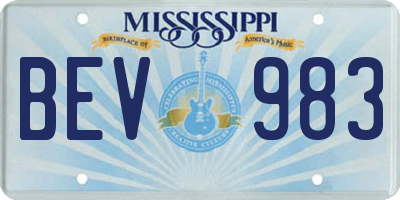 MS license plate BEV983