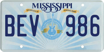 MS license plate BEV986