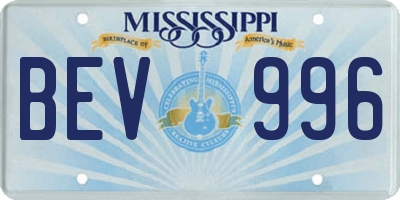 MS license plate BEV996