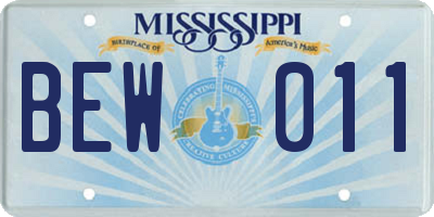 MS license plate BEW011