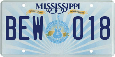 MS license plate BEW018