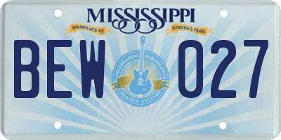 MS license plate BEW027