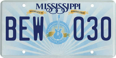 MS license plate BEW030