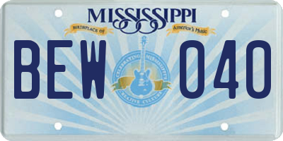 MS license plate BEW040