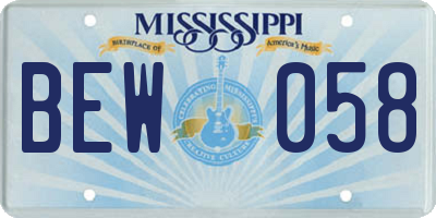MS license plate BEW058